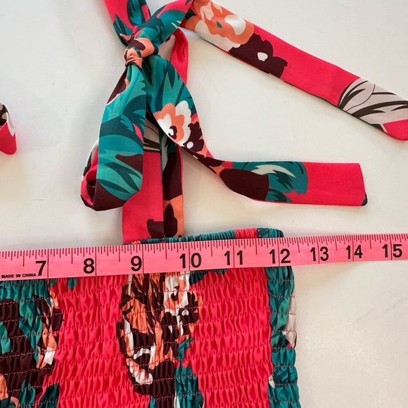 RELISTED * Floral Smocked Bust Tie Straps Floor Length Maxi Dress Women’s Size S - Picture 6 of 10